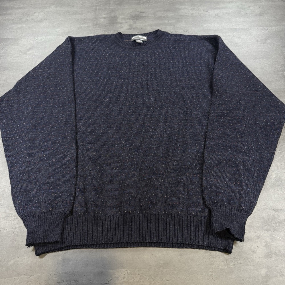 Vintage Woolmark Sweater Mens XL Navy Blue Polka Dot Rainbow 80s‎ Preppy Minimal